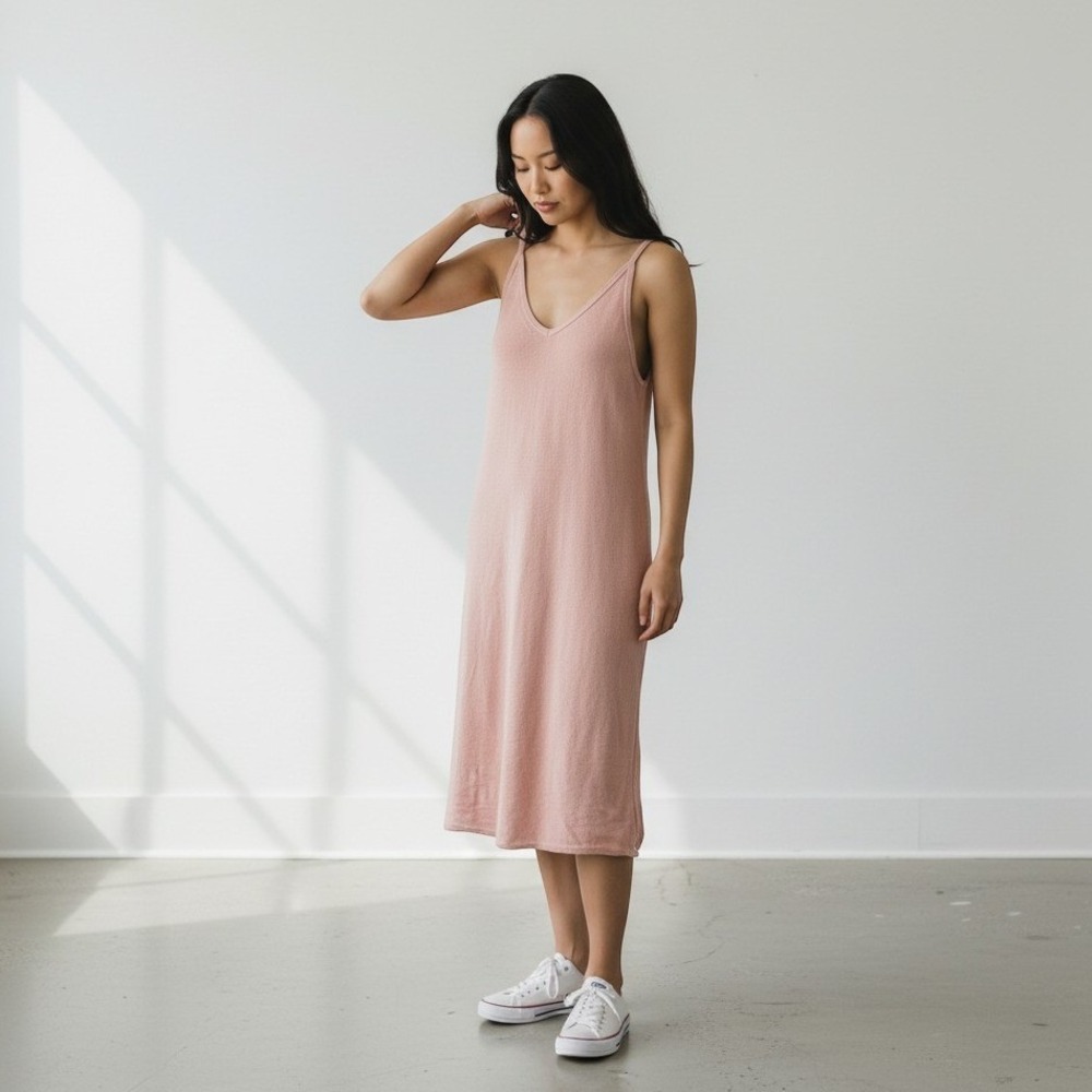 Banana Republic Midi Sweater Dress Pink V-Neck Midi Cotton / Womens XL